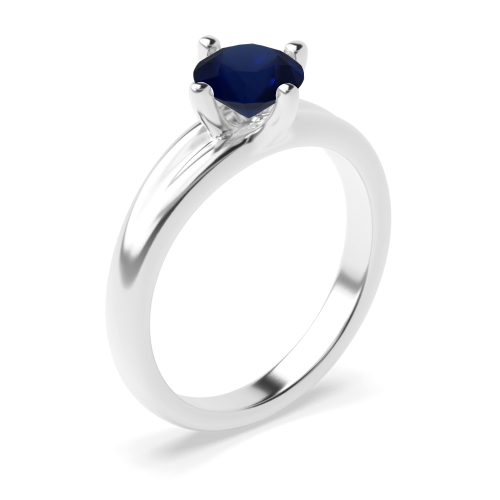 4 Prong Round Wide shoulder Blue Sapphire Engagement Rings