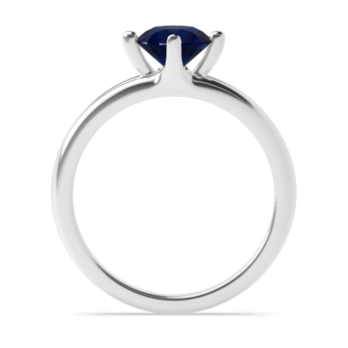 4 Prong Round Wide shoulder Blue Sapphire Engagement Rings