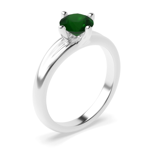 4 Prong Round Wide shoulder Emerald Engagement Rings