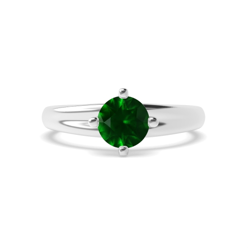 4 Prong Round Wide shoulder Emerald Engagement Rings