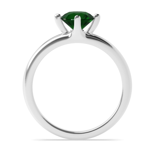 4 Prong Round Wide shoulder Emerald Engagement Rings