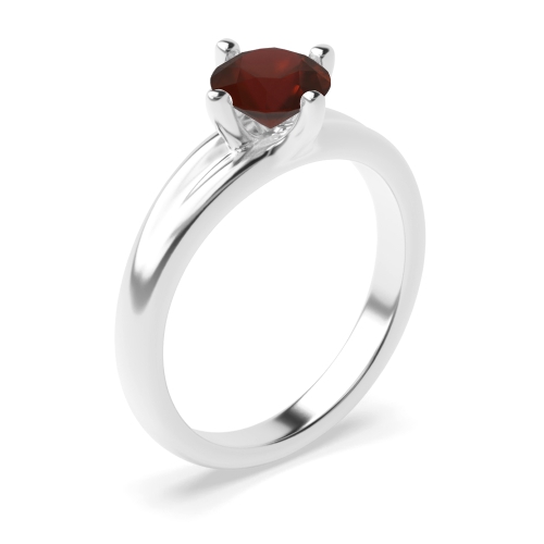4 Prong Round Wide shoulder Garnet Engagement Rings