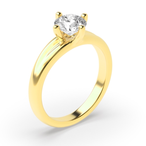 4 Prong Round Yellow Gold Solitaire Engagement Ring