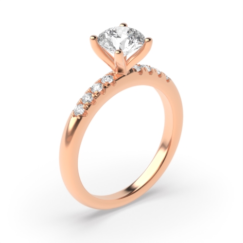 4 Prong Round Rose Gold Shoulder Engagement Rings