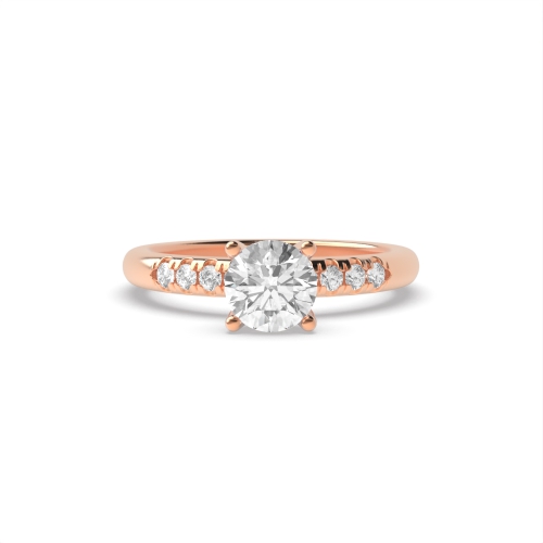 4 Prong Round Rose Gold Shoulder Engagement Rings