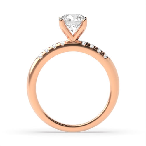4 Prong Round Rose Gold Shoulder Engagement Rings