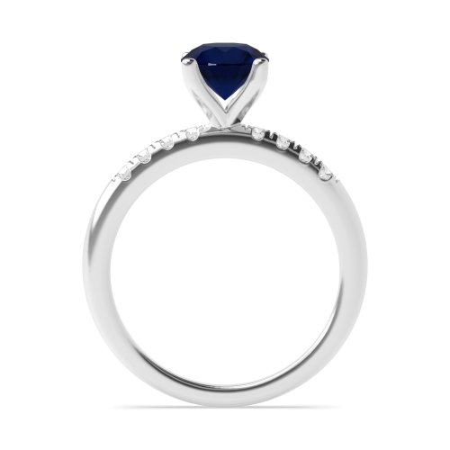 4 Prong Round Shoulder Blue Sapphire Engagement Rings