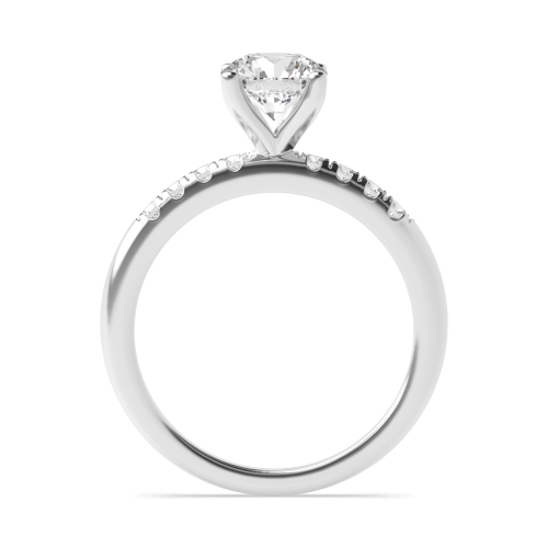 4 Prong Round Silver Shoulder Side Stone Engagement Rings