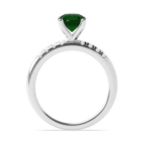 4 Prong Round Shoulder Emerald Engagement Rings