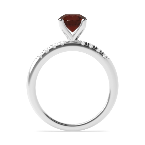 4 Prong Round Shoulder Garnet Engagement Rings