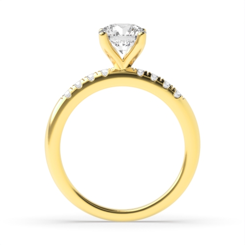 4 Prong Round Yellow Gold Shoulder Engagement Rings