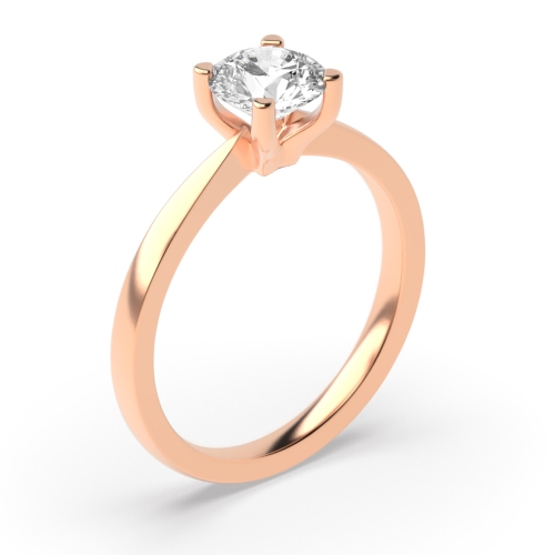 4 Prong Round Rose Gold Delicate tapering Engagement Rings
