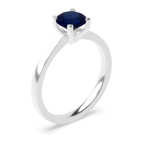 4 Prong Round Delicate tapering Blue Sapphire Engagement Rings