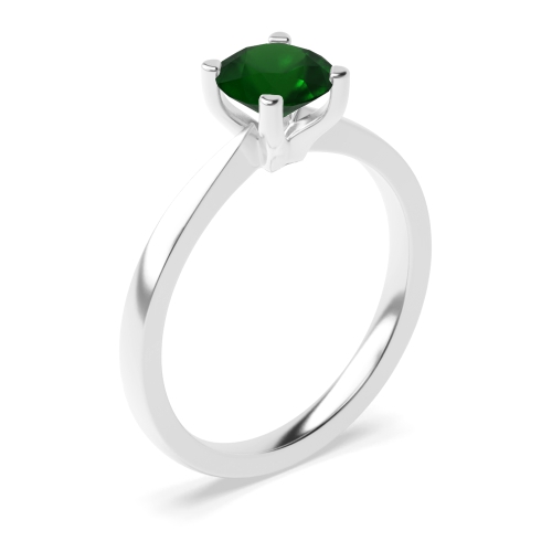 4 Prong Round Delicate tapering Emerald Engagement Rings