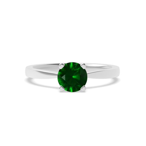 4 Prong Round Delicate tapering Emerald Engagement Rings