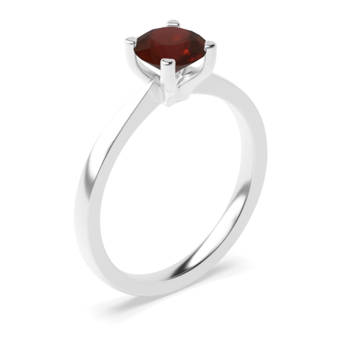 4 Prong Round Delicate tapering Garnet Engagement Rings