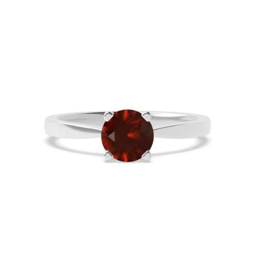 4 Prong Round Delicate tapering Garnet Engagement Rings
