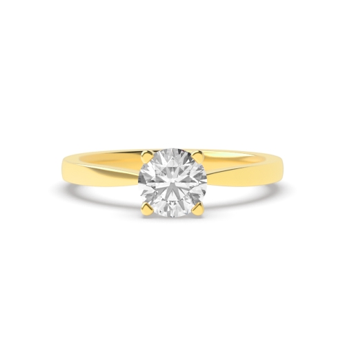 4 Prong Round Yellow Gold Delicate tapering Engagement Rings