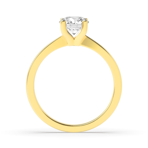 4 Prong Round Yellow Gold Delicate tapering Engagement Rings
