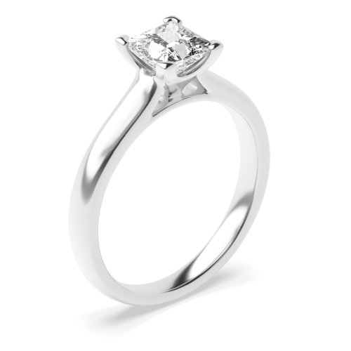 Princess Cut White Gold Engagement Rings Solitaire Lab Grown Diamond Rings