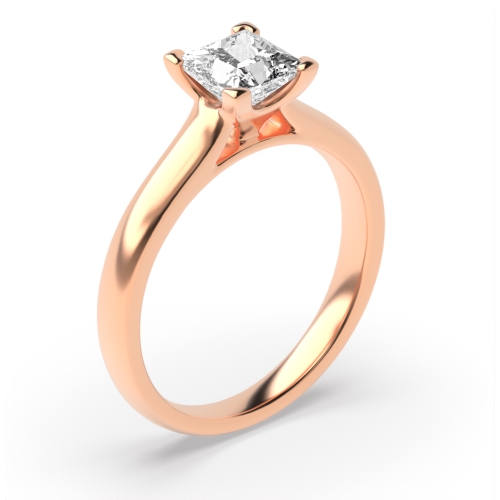 4 Prong Princess Rose Gold Corner claws high set Solitaire Engagement Rings
