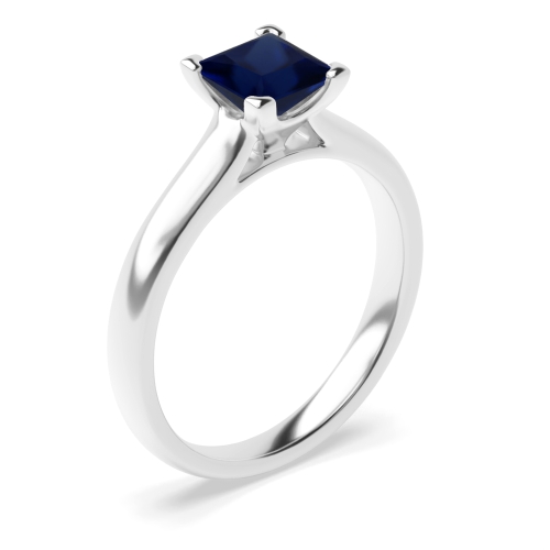 4 Prong Princess Corner claws high set Blue Sapphire Engagement Rings