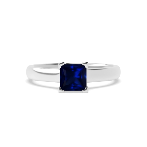 4 Prong Princess Corner claws high set Blue Sapphire Engagement Rings