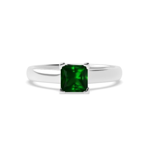 4 Prong Princess Corner claws high set Emerald Engagement Rings