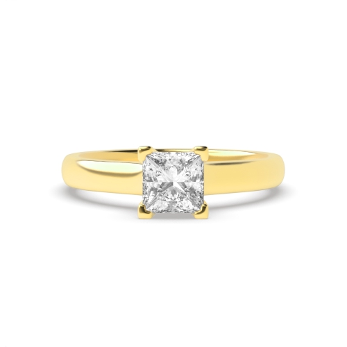 4 Prong Princess Yellow Gold Solitaire Engagement Ring