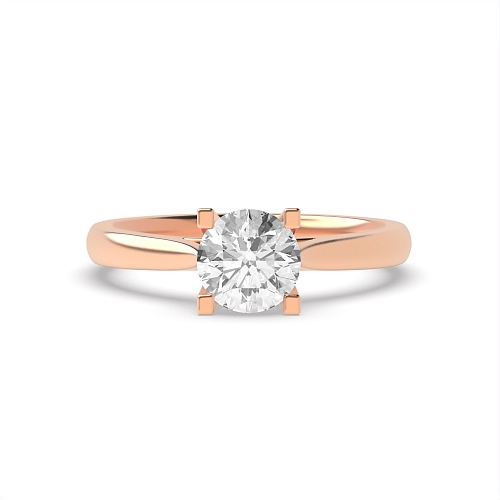 4 Prong Round Rose Gold Square claw Engagement Rings