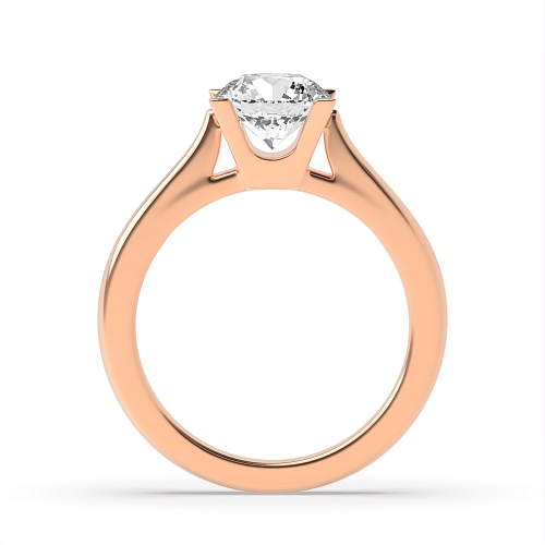 4 Prong Round Rose Gold Square claw Engagement Rings