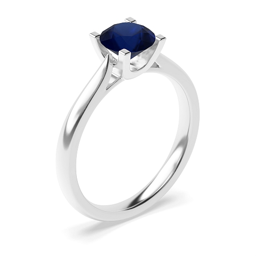 4 Prong Round Square claw Blue Sapphire Engagement Rings