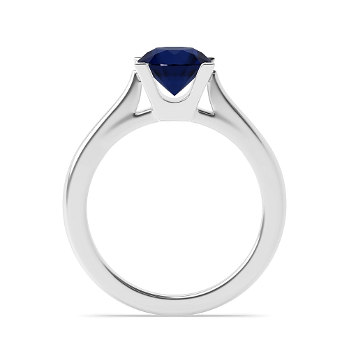 4 Prong Round Square claw Blue Sapphire Engagement Rings