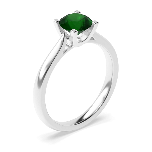 4 Prong Round Square claw Emerald Engagement Rings