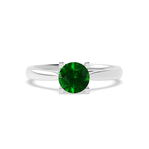 4 Prong Round Square claw Emerald Engagement Rings