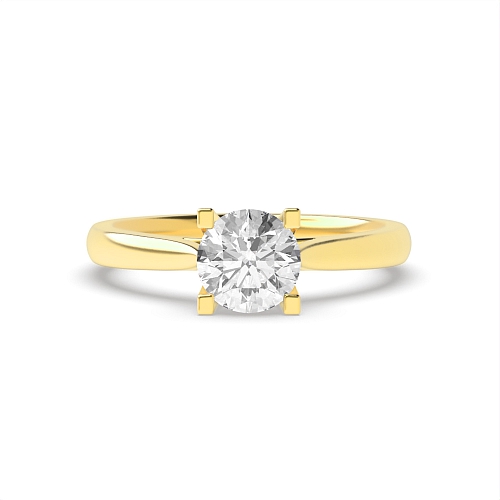 4 Prong Round Yellow Gold Square claw Engagement Rings