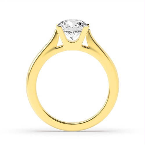 4 Prong Round Yellow Gold Square claw Engagement Rings