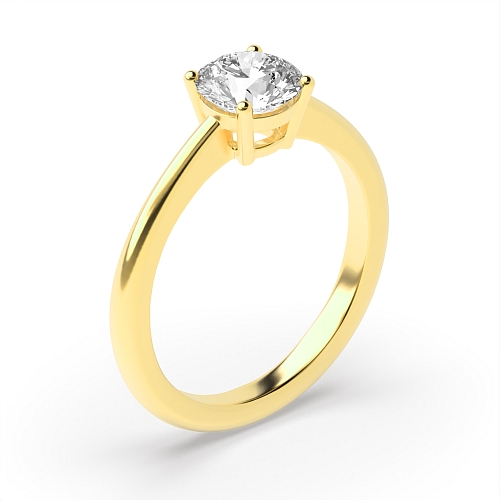Round Yellow Gold Basket set delicate Engagement Rings