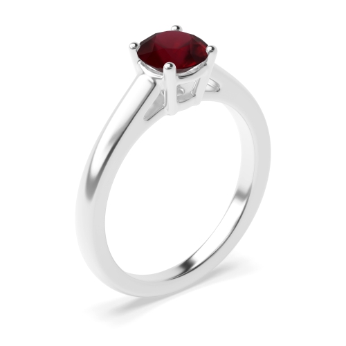 4 Prong Basket Set Classic Ruby Solitaire Engagement Ring