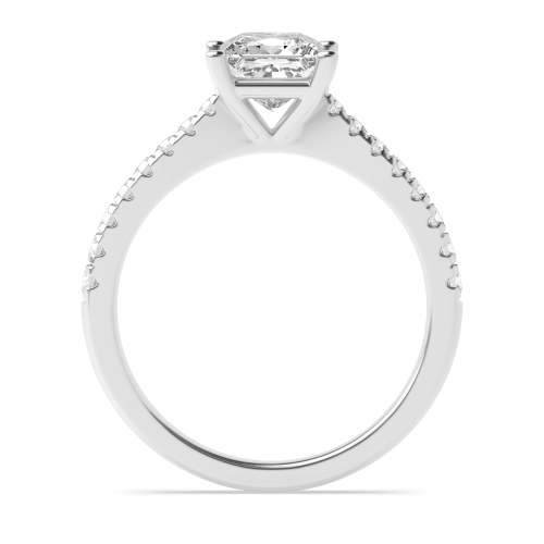 4 Prong Princess Accented Side Stone Engagement Ring