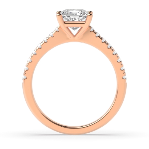 4 Prong Princess Rose Gold Accented Engagement Rings