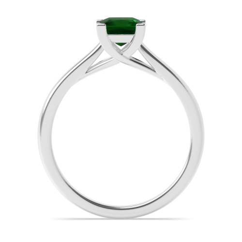Princess Cross Over Corner Claws Emerald Solitaire Engagement Ring