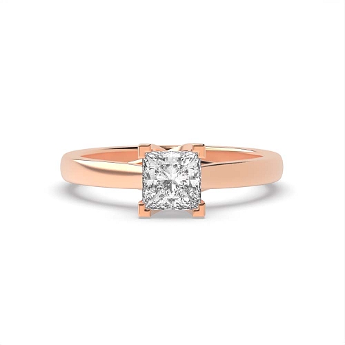 Princess Rose Gold Crossover corner claws Solitaire Engagement Rings