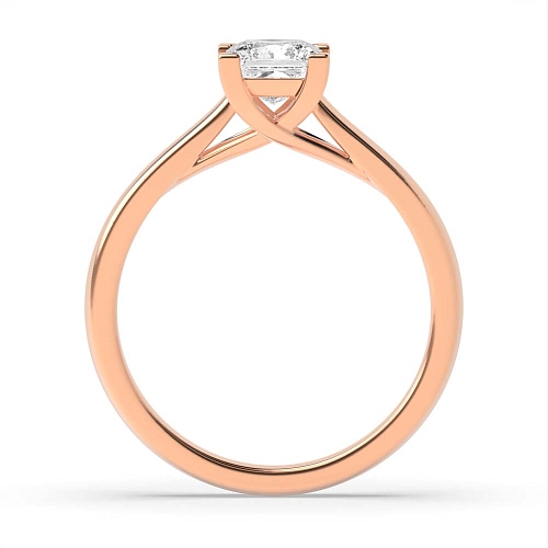 Princess Rose Gold Crossover corner claws Solitaire Engagement Rings