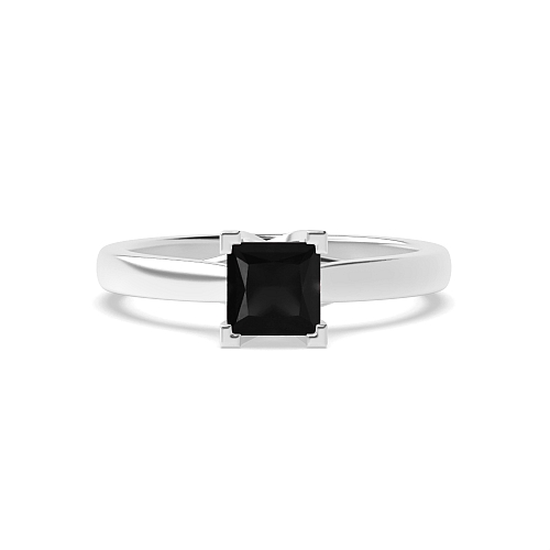 Princess Crossover corner claws Black Diamond Solitaire Engagement Rings