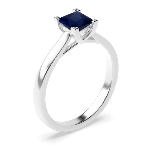 Princess Crossover corner claws Blue Sapphire Engagement Rings