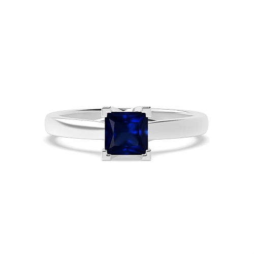 Princess Crossover corner claws Blue Sapphire Engagement Rings