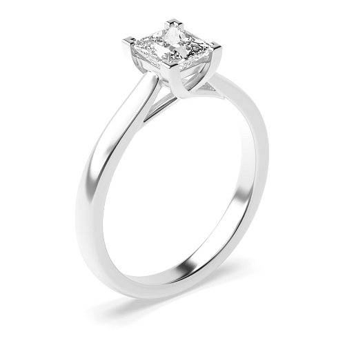 4 Prong Princess Cross Over Corner Claws Solitaire Engagement Ring