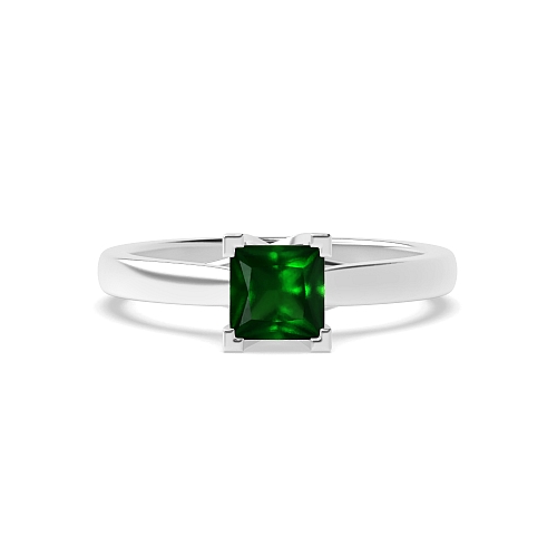 Princess Crossover corner claws Emerald Engagement Rings