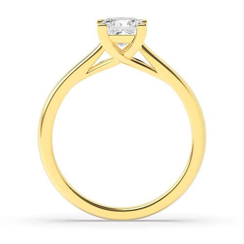 Princess Yellow Gold Crossover corner claws Engagement Rings